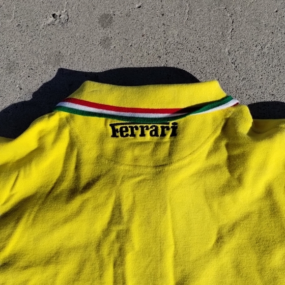 Vintage 1996 😎 Ferrari Polo Shirt Mens XL Yellow Short Sleeve Embroidered XL - Picture 5 of 7